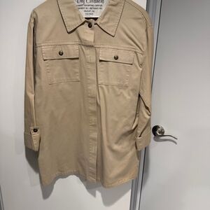 Khaki Button-Up Women's Pantsuit Lew Magram